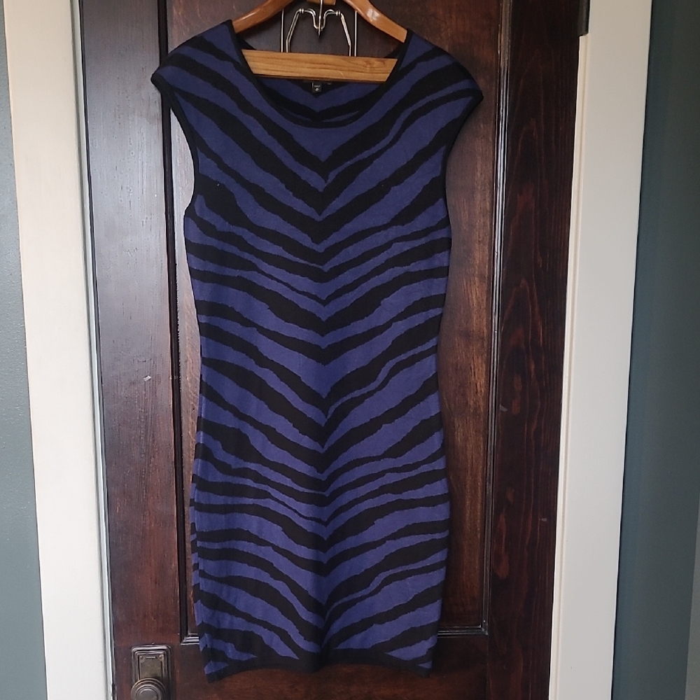 Express Black and Purple Zebra-Print Bodycon Mini Dress